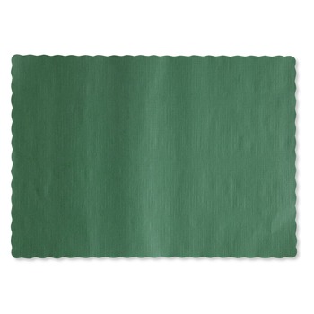 Hoffmaster 9-1/2 in. x 13.50 in. Solid Color Scalloped Edge Placemats - Hunter Green (1000/Carton)