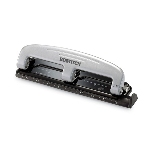 Office Jansan | PaperPro 2101 9/32 in. Holes 12-Sheet EZ Squeeze 3-Hole Punch - Black/Silver image number 0