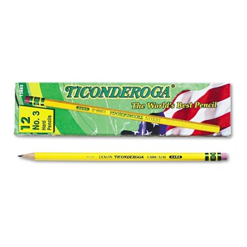 Ticonderoga H (No. 3) Pencils - Black Lead/Yellow Barrel (1-Dozen)