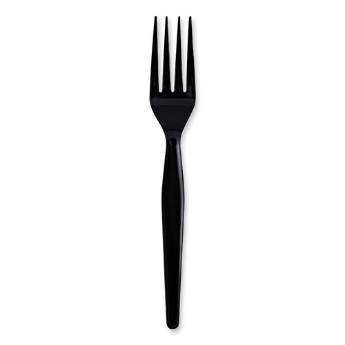 Cutlery | Boardwalk BWKFORKHWPSBIW Wrapped Heavyweight Polystyrene Forks - Black (1000/Carton) image number 0