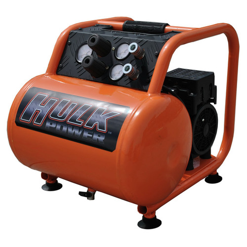 Portable Air Compressors | Hulk HP15P005SS Silent Air 1.5 HP 5 Gallon Oil-Free Hand Carry Compressor image number 0