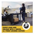 Utility Carts | Rubbermaid Commercial FG450088BLA 17.13 in. x 38.5 in. x 38.88 in. 500 lbs. Capacity 2 Lipped Shelves Heavy-Duty Plastic Utility Cart - Black image number 10
