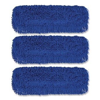 Gritt Commercial GRI182243PK 24 in. x 5 in. Microfiber Looped Dust Mop Pad Head - Blue (3/Pack)