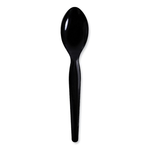 Cutlery | Boardwalk BWKTSHWPSBIW Heavyweight Wrapped Polystyrene Teaspoon Cutlery - Black (1000/Carton) image number 0