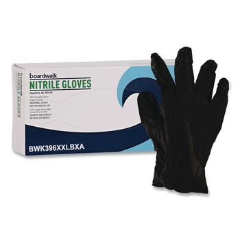 Boardwalk 396 Series 9.5 in. Long 4.4 mil. Thick Powder-Free Disposable General-Purpose Nitrile Gloves - XX-Large Black (100/Box)