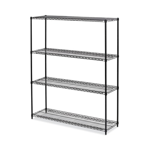  | Alera ALESW206018BA 60 in. x 18 in. x 72 in. 4-Shelf All-Purpose Wire Shelving Starter Kit - Black Anthracite Plus image number 0