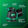 Random Orbital Sanders | Metabo HPT SV1813DAQ4M 18V MultiVolt Lithium-Ion 5 in. Cordless Random Orbit Sander (Tool Only) image number 13