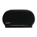 Paper Towels and Napkins | Boardwalk R4070BKBW 20.25 in. x 6 in. x 12.25 in. Jumbo Twin Toilet Tissue Dispenser - Black image number 0