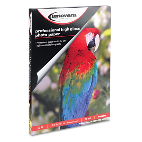 Innovera IVR99550 10 mil 8.5 in. x 11 in. High-Gloss Photo Paper - White (50/Pack) image number 0