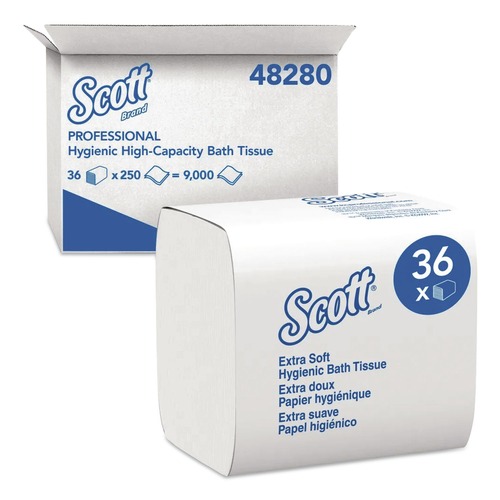 Cleaning & Janitorial Supplies | Scott 48280 2-Ply Septic-Safe Hygienic Bath Tissue - White (36-Packs/Carton) image number 0