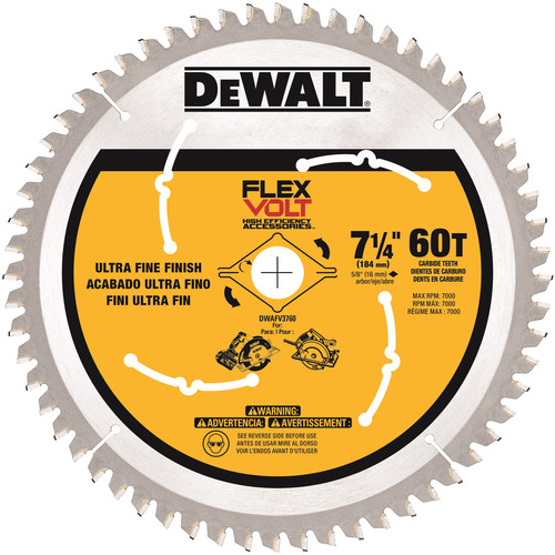 Circular Saw Blades | Dewalt DWAFV3760 7-1/4 in. 60T Circular Saw Blade image number 0