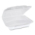  | Pactiv Corp. YTD188030000 8.42 in. x 8.15 in. x 3 in. Dual Tab Lock Foam Hinged Lid Containers - White (150/Carton) image number 1
