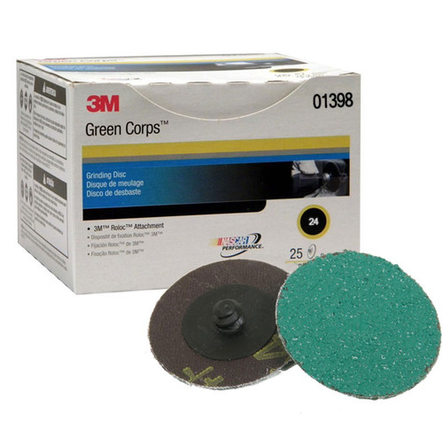 Grinding, Sanding, Polishing Accessories | 3M 1398 2 in. 24 Grade Green Corps Roloc Disc (25-Pack) image number 0