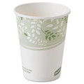 Cups and Lids | Dixie 2338PLA PLA 8 oz. Viridian Design Hot Cups - White/Green (20 Sleeves/Carton, 50/Sleeve) image number 0