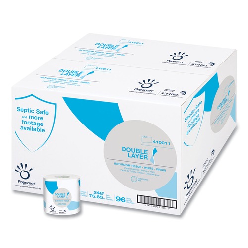 Office Jansan | Papernet 410011 1-Ply Double Layer Septic Safe Toilet Tissue - White (96/Carton) image number 0
