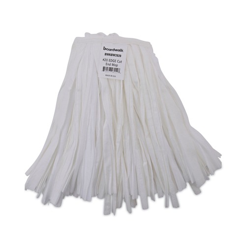 Boardwalk BWKBW2020 #20 Nonwoven Rayon/Polyester Cut End Edge Mop - White (12-Piece/Carton) image number 0