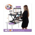 Cleaning & Janitorial Supplies | Victor VCTDCX710G 31 in. x 31.25 in. x 5.25 in. to 20 in. High Rise Height Adjustable Standing Desk with Keyboard Tray - Gray/Black image number 3