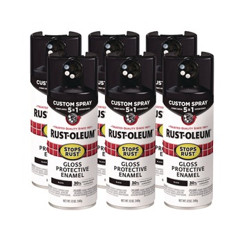 Rust-Oleum Stops Rust 5-in-1 Spray Paint, Gloss Black, 12 oz Aerosol Can, 6/Carton