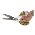 Office Jansan | Westcott 16445 9 in. Long, 4.5 in.Cut Length CarboTitanium Bonded Scissors - White/Green Bent Handle image number 2
