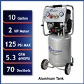Portable Air Compressors | California Air Tools CAT-10020AC 2 HP 10 Gallon Ultra Quiet and Oil-Free Aluminum Tank Dolly Air Compressor image number 7