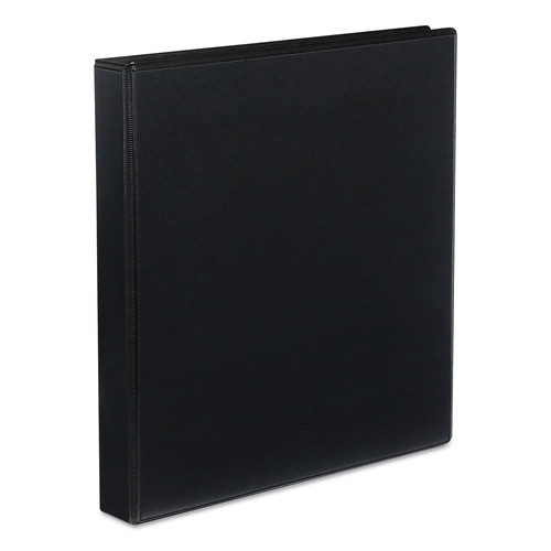 Office Jansan | Universal UNV20741 11 in. x 8.5 in. 1 in. Capacity 3 Rings Slant D-Ring View Binder - Black image number 0