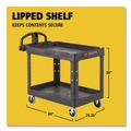 Utility Carts | Rubbermaid Commercial FG452088BLA 25.9 in. x 45.2 in. x 32.2 in. 500 lbs. Capacity 2 Lipped Shelves Heavy-Duty Plastic Utility Cart - Black image number 6