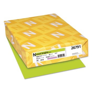 Neenah Paper Exact Brights 20 lbs. 8.5 in. x 11 in. Color Paper - Bright Green (500/Ream)