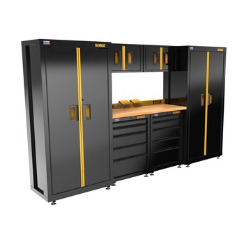 CABINETS | Dewalt DWST27301 7-Piece 126 in. Welded Storage Suite with 2 5-Drawer Base Cabinets and Wood Top