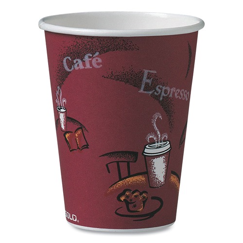 Cutlery | SOLO 412SIN-0041 12 oz. Paper Bistro Design Hot Drink Cups - Maroon (1000/Carton) image number 0