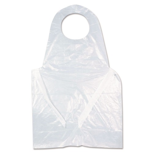 Food Service | AmerCareRoyal RPA20 28 in. x 46 in. 1 mil Heavyweight Poly Aprons - One Size Fits All/White (500/Carton) image number 0