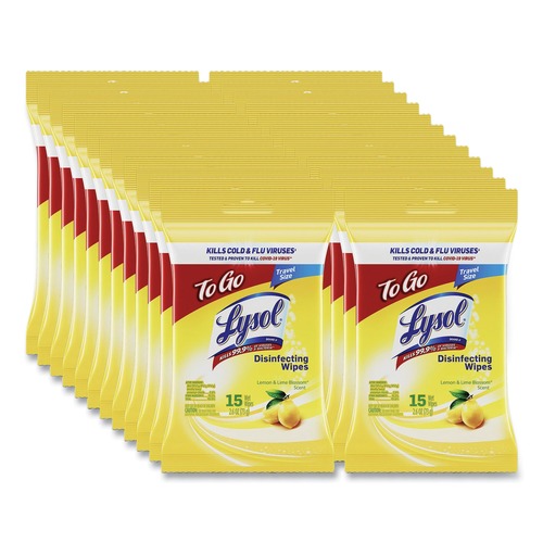 Cleaning & Janitorial Supplies | LYSOL Brand 19200-99799 6.69 in. x 7.87 in. 1-Ply Disinfecting Wipes Flatpacks - Lemon and Lime Blossom White (24/Carton) image number 0