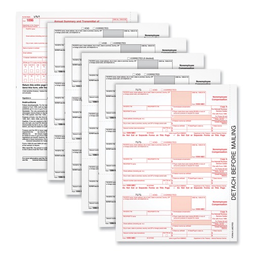 Office & Office Supplies | Adams 22993-NEC 8.5 in. x 3.5 in. Fiscal Year 2024 4-Part Carbonless 1099-NEC Tax Forms with Tax Forms Helper (50/Pack) image number 0