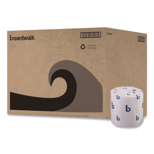 Toilet Paper | Boardwalk B6145 2-Ply Standard Septic Safe 4 in. x 3 in. Toilet Tissue - White (96/Carton) image number 0