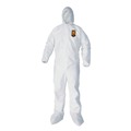 Bib Overalls | Ansell 44333 A40 Elastic-Cuff Ankle, Hood, and Boot Coveralls - Large, White (25/Carton) image number 0