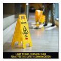 Floor Signs | Rubbermaid Commercial FG611277YEL 11 in. x 12 in. x 25 in. Caution Wet Floor Sign - Bright Yellow (6/Carton) image number 5
