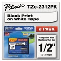 Office Jansan | Brother P-Touch TZE2312PKG Tze Standard Adhesive 0.47 in. x 26.2 ft. Laminated Labeling Tapes - Black On White (2/Pack) image number 3