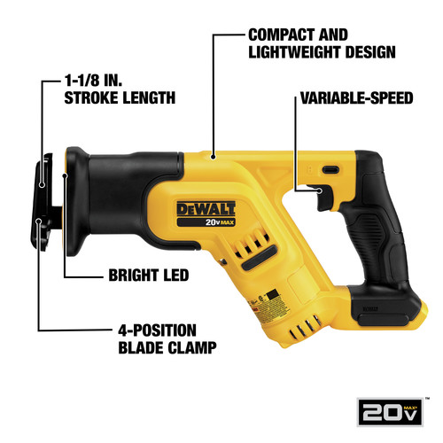 20V Max Lithium-ion Cordless Reciprocating Saw, Variable Speed
