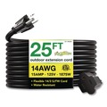 Office Electronics & Batteries | GoGreen Power GG-13825BK 25 ft. 15 Amps 14 AWG Outdoor Extension Cord - Black image number 0