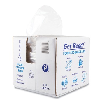 Inteplast Group PB080418XH 8-Quart 1.2 mil. 8 in. x 18 in. Food and Utility Bags - Clear (1000/Carton)