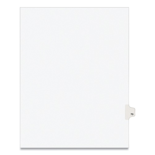 Customer Appreciation Sale - Save up to $60 off | Avery 01070 11 in. x 8.5 in. 10 Tab Number 70 Legal Exhibit Side Tab Index Dividers - White (25-Piece/Pack) image number 0
