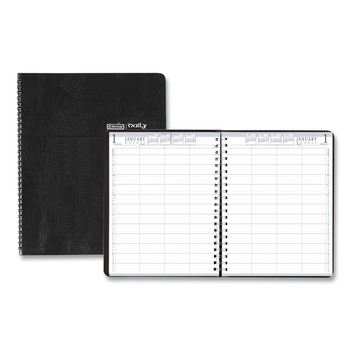 House of Doolittle 11 in. x 8.5 in. 12-Month (Jan-Dec 2026) Eight-Person Group Practice Daily Appointment Book - Black Cover (1-Set)