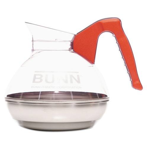 Food Service | BUNN 06101.0101 64 oz. Easy Pour Decanter - Orange Handle image number 0