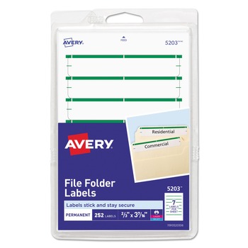 Avery 0.69 x 3.44 Permanent File Folder Labels - White (252/Pack)