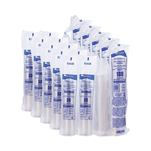 Food Service | Dart PF35C1CP 12 oz. Plastic PET Grab n Go Kit Combo with Insert - Clear (500/Carton) image number 0