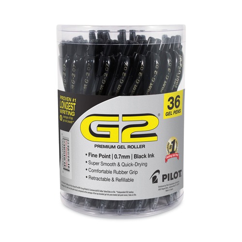 Office Jansan | Pilot 84065 Premium G2 0.7 mm Retractable Gel Pen - Fine, Black (36/Pack) image number 0
