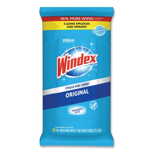 Cleaning Cloths | Windex 00019800002961 7 in. x 8 in. Cloth Glass and Surface Wet Wipe - Unscented White image number 0
