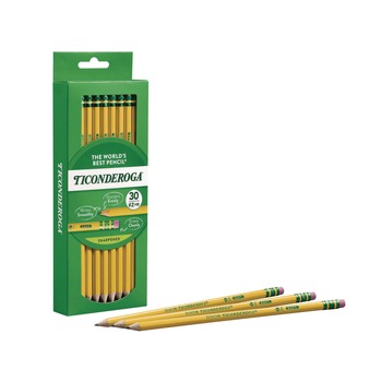 Ticonderoga HB (No. 2) Pre-Sharpened Pencil - Black Lead/Yellow Barrel (30/Pack)