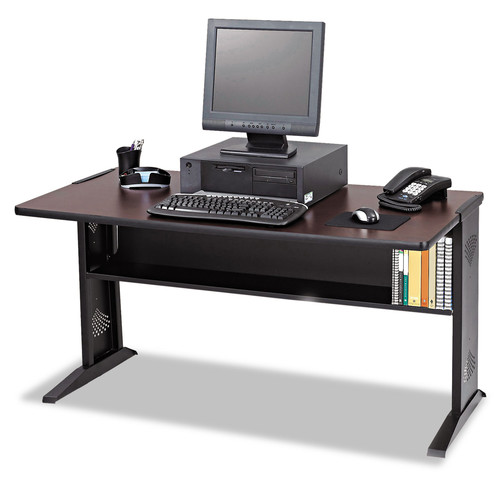  | Safco 1931 47.5 in. x 28 in. x 30 in. Computer Desk with Reversible Top - Mahogany/Medium Oak/Black image number 0