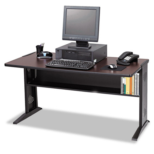  | Safco 1931 Computer Desk W/ Reversible Top, 47-1/2w X 28d X 30h, Mahogany/medium Oak/black image number 0