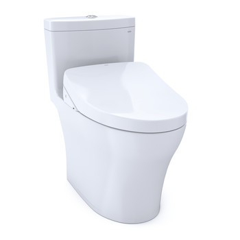 TOTO MW6463046CEMFGA#01 WASHLETplus Aquia IV 1-Piece Elongated Dual Flush 1.28 & 0.8 GPF Toilet with Auto Flush S500e Bidet Seat (Cotton White)